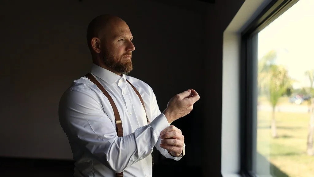 Groom and groomsmen at Scars Farm