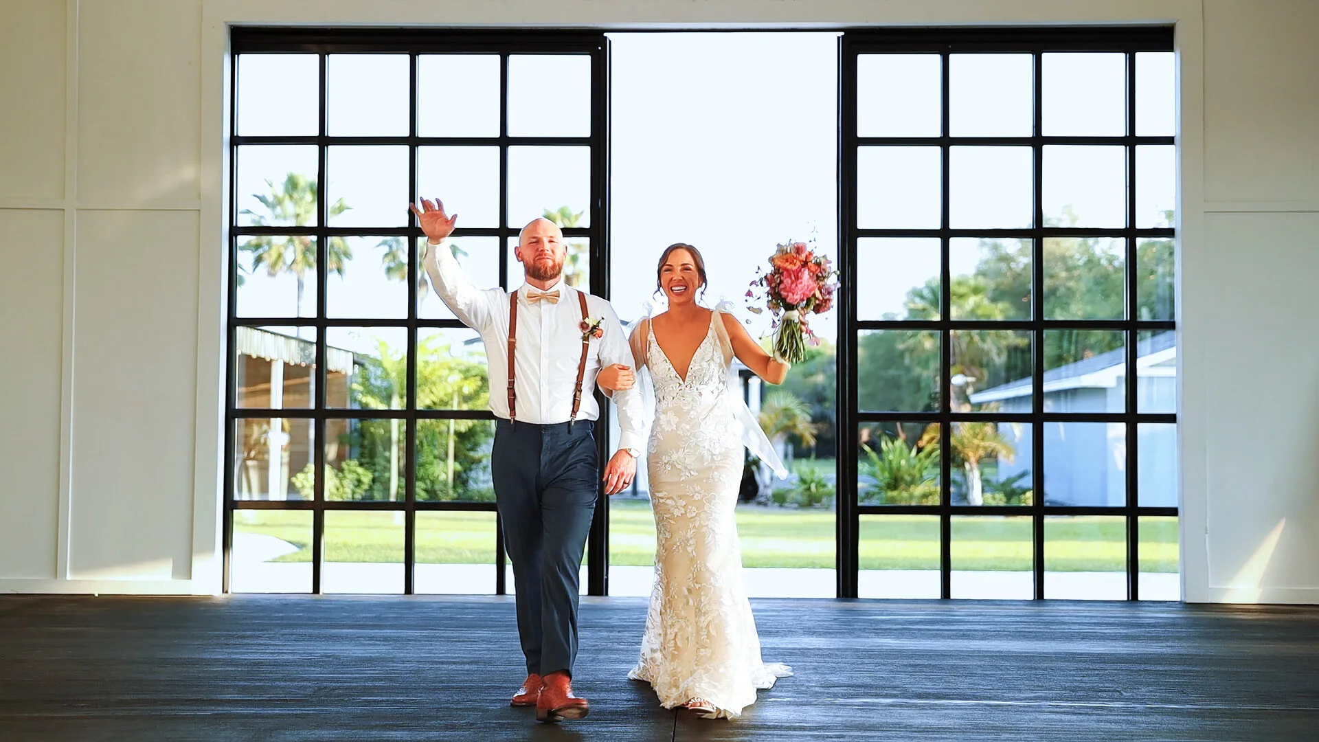Grand entrance at Scars Farm wedding reception